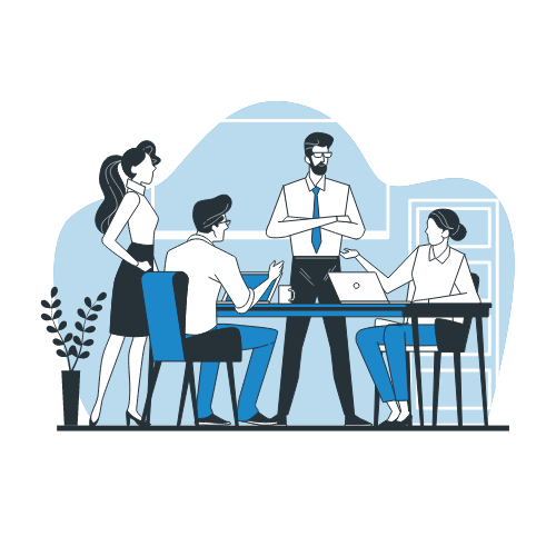 team talking while working vector animation
